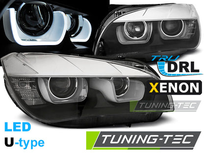 Tuning-Tec Xenon LED Tagfahrlicht Angel Eyes Scheinwerfer für BMW X1 E84 Facelift 12-14 schwarz