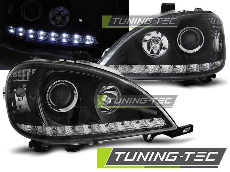 Tuning-Tec LED Tagfahrlicht Scheinwerfer für Mercedes Benz ML W163 98-01 schwarz