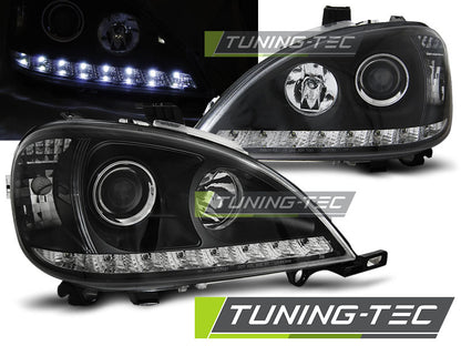 Tuning-Tec LED Tagfahrlicht Scheinwerfer für Mercedes Benz ML W163 98-01 schwarz