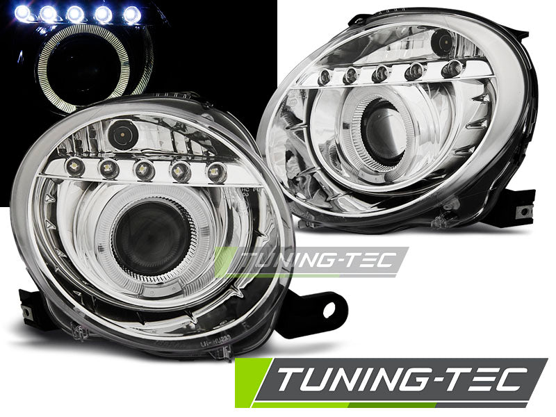 Tuning-Tec LED Tagfahrlicht Scheinwerfer für Fiat 500 07-15 chrom