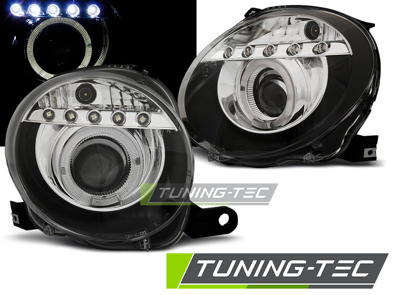 Tuning-Tec LED Tagfahrlicht Scheinwerfer für Fiat 500 07-15 schwarz