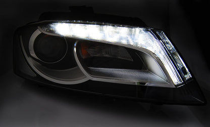 Tuning-Tec LED Tagfahrlicht Scheinwerfer für Audi A3 8P 08-12 schwarz