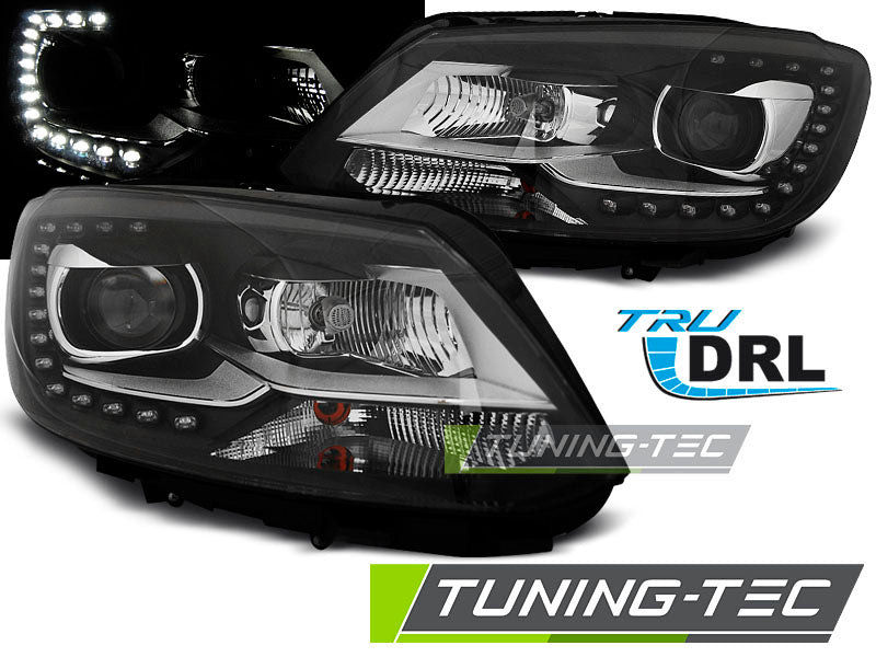 Tuning-Tec LED Tagfahrlicht Scheinwerfer für VW Touran 5T / Caddy 10-15 schwarz