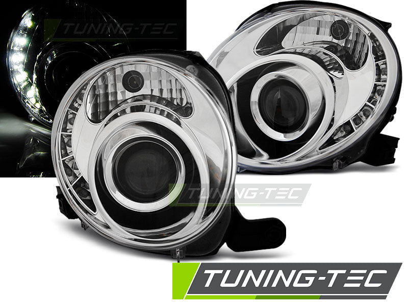 Tuning-Tec LED Tagfahrlicht Scheinwerfer für Fiat 500 07-15 chrom