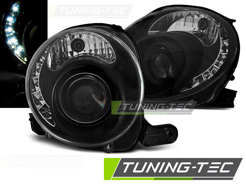 Tuning-Tec LED Tagfahrlicht Scheinwerfer für Fiat 500 07-15 schwarz