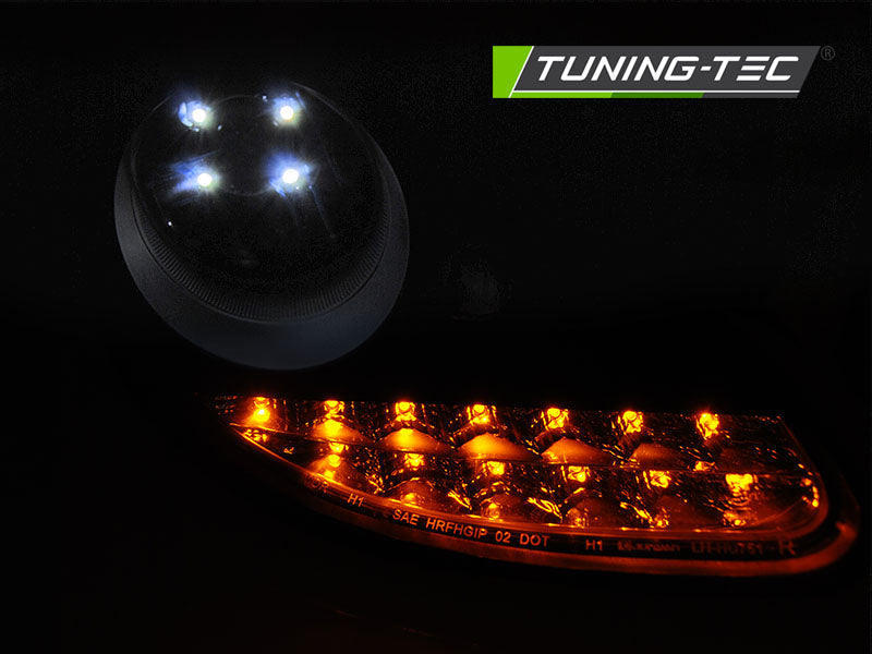 Tuning-Tec LED Tagfahrlicht Scheinwerfer für Porsche Boxster 986 / 911 996 96-04 schwarz mit LED Blinker