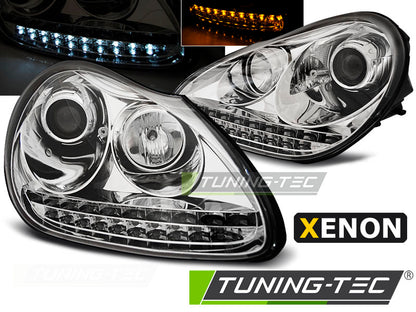 Tuning-Tec Xenon LED Tagfahrlicht Scheinwerfer für Porsche Cayenne 955 02-06 chrom