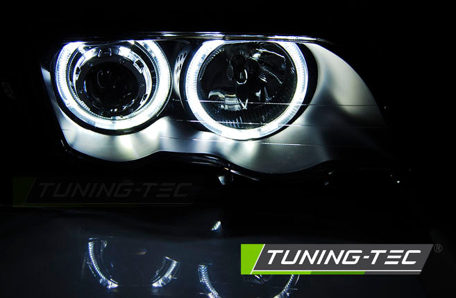 Tuning-Tec LED Angel Eyes Scheinwerfer für BMW 3er E46 98-01 schwarz Set