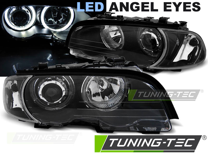 Tuning-Tec LED Angel Eyes Scheinwerfer für BMW 3er E46 Coupe / Cabrio 99-03 schwarz Set