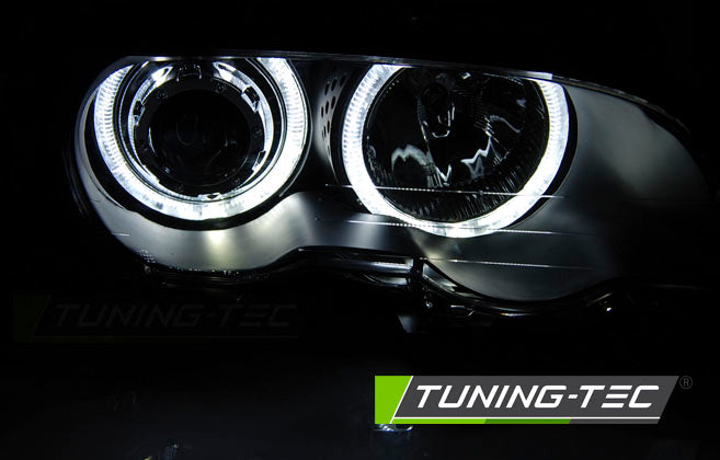 Tuning-Tec LED Angel Eyes Scheinwerfer für BMW 3er E46 Coupe / Cabrio 99-03 schwarz Set