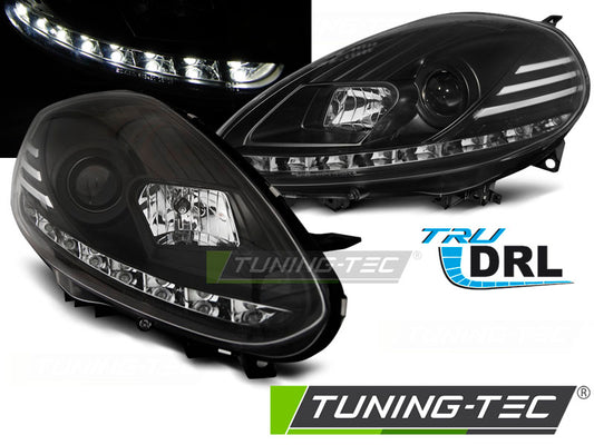 Tuning-Tec LED Tagfahrlicht Scheinwerfer für Fiat Punto EVO 09-12 schwarz