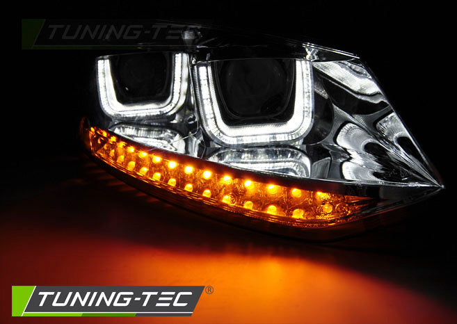 Tuning-Tec LED Tagfahrlicht Scheinwerfer für VW Polo 6R 09-14 chrom mit LED Blinker