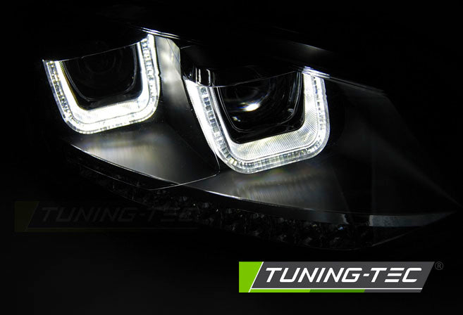 Tuning-Tec LED Tagfahrlicht Scheinwerfer für VW Polo 6R 09-14 schwarz mit LED Blinker