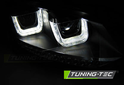 Tuning-Tec LED Tagfahrlicht Scheinwerfer für VW Polo 6R 09-14 schwarz mit LED Blinker