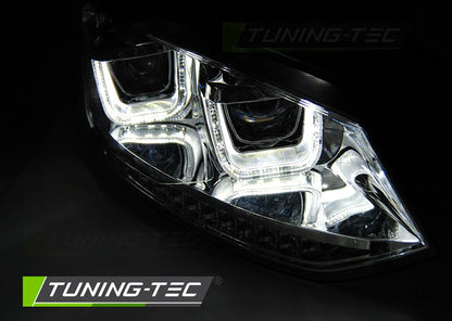 Tuning-Tec LED Tagfahrlicht Scheinwerfer für VW Polo 6R 09-14 chrom mit dynamischem LED Blinker