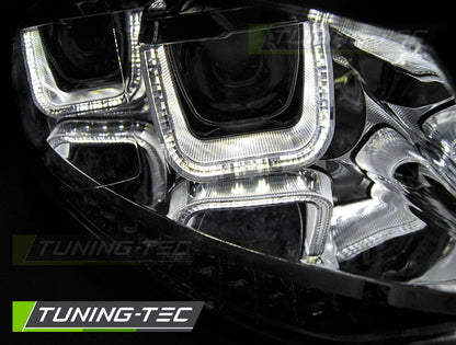 Tuning-Tec LED Tagfahrlicht Scheinwerfer für VW Polo 6R 09-14 chrom mit dynamischem LED Blinker