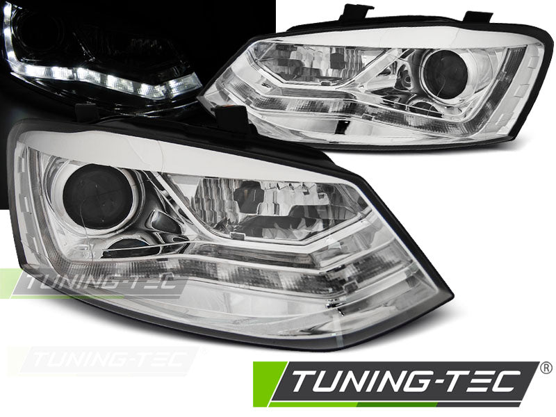 Tuning-Tec LED Tagfahrlicht Scheinwerfer für VW Polo 6R 09-14 chrom