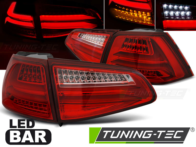 Tuning-Tec Voll LED Lightbar Rückleuchten für VW Golf 7 (VII) 13-17 rot/klar
