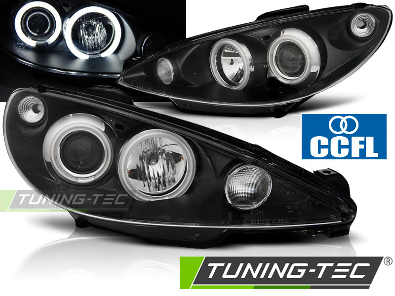 Tuning-Tec CCFL Angel Eyes Scheinwerfer für Peugeot 206 02-14 schwarz