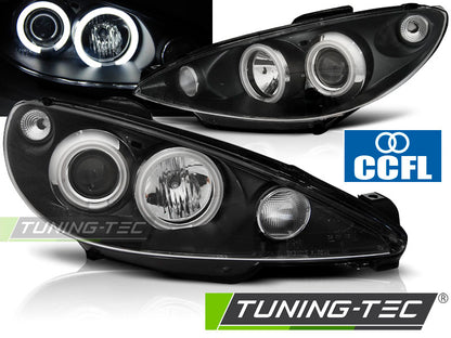 Tuning-Tec CCFL Angel Eyes Scheinwerfer für Peugeot 206 02-14 schwarz