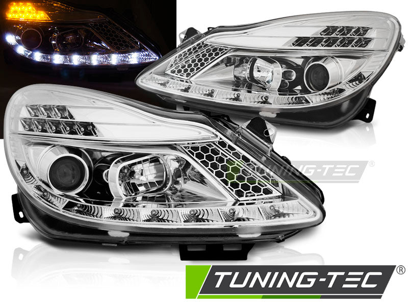 Tuning-Tec LED Tagfahrlicht Scheinwerfer für Opel Corsa D 06-11 chrom