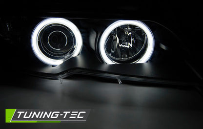 Tuning-Tec CCFL Angel Eyes Scheinwerfer für BMW 3er E46 Coupe / Cabrio 03-06 schwarz Set