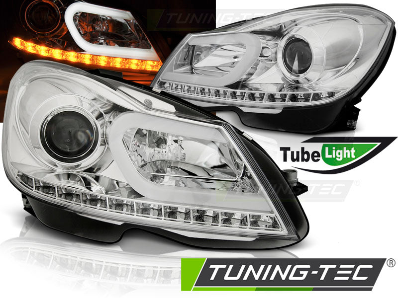 Tuning-Tec LED Tagfahrlicht Scheinwerfer für Mercedes Benz C-Klasse W204 11-14 chrom