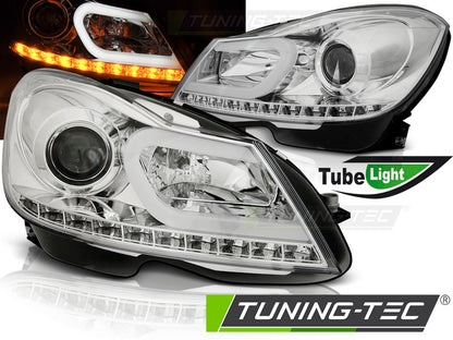 Tuning-Tec LED Tagfahrlicht Scheinwerfer für Mercedes Benz C-Klasse W204 11-14 chrom