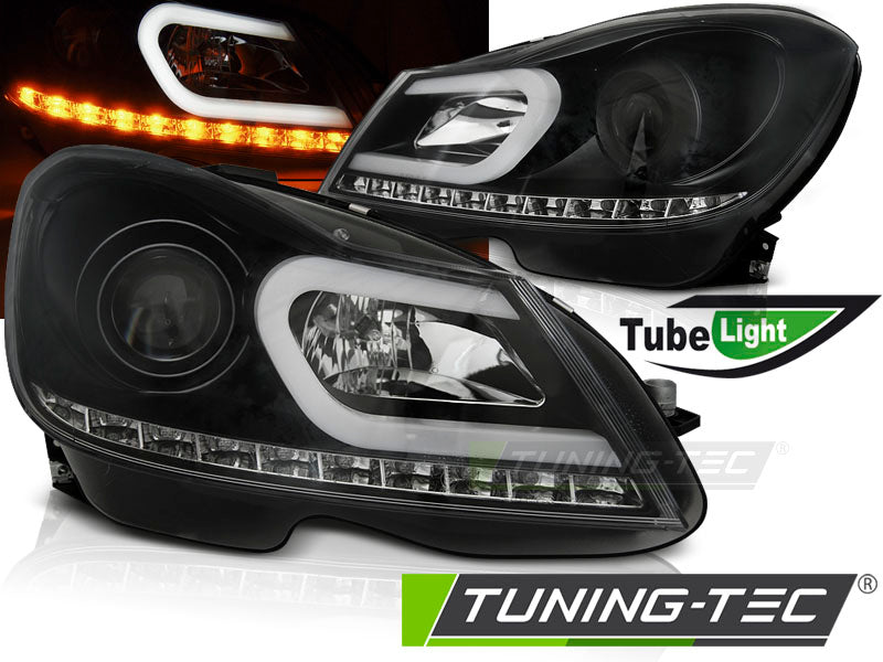 Tuning-Tec LED Tagfahrlicht Scheinwerfer für Mercedes Benz C-Klasse W204 11-14 (Mopf) schwarz