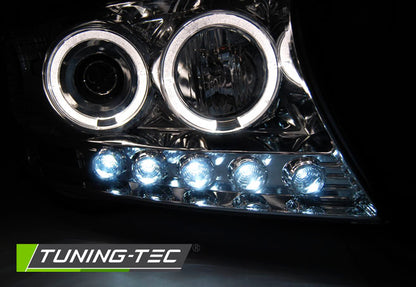 Tuning-Tec LED Angel Eyes Scheinwerfer für Toyota Land Cruiser FJ200 07-12 chrom