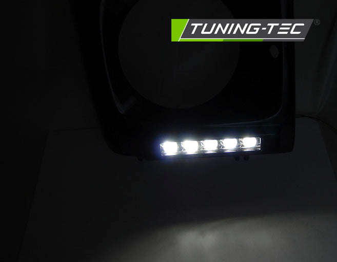 Tuning-Tec LED Tagfahrlicht Scheinwerferrahmen für Mercedes Benz G-Klasse W463/W461 01-12 schwarz (hochglanz)