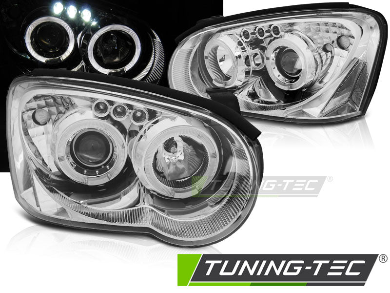 Tuning-Tec LED Angel Eyes Scheinwerfer für Subaru Impreza 2 (GD) 03-05 chrom