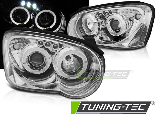 Tuning-Tec LED Angel Eyes Scheinwerfer für Subaru Impreza 2 (GD) 03-05 chrom