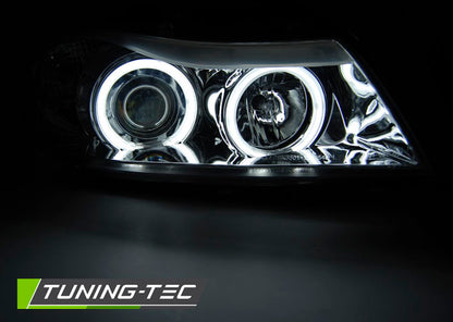 Tuning-Tec CCFL Angel Eyes Scheinwerfer für BMW 3er E90/E91 05-08 chrom
