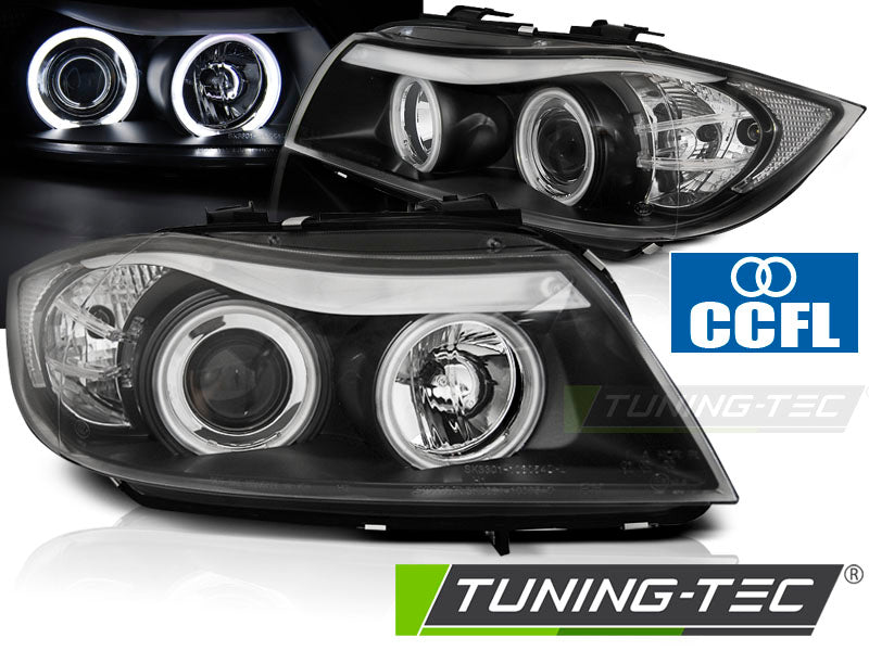 Tuning-Tec CCFL Angel Eyes Scheinwerfer für BMW 3er E90/E91 05-08 schwarz