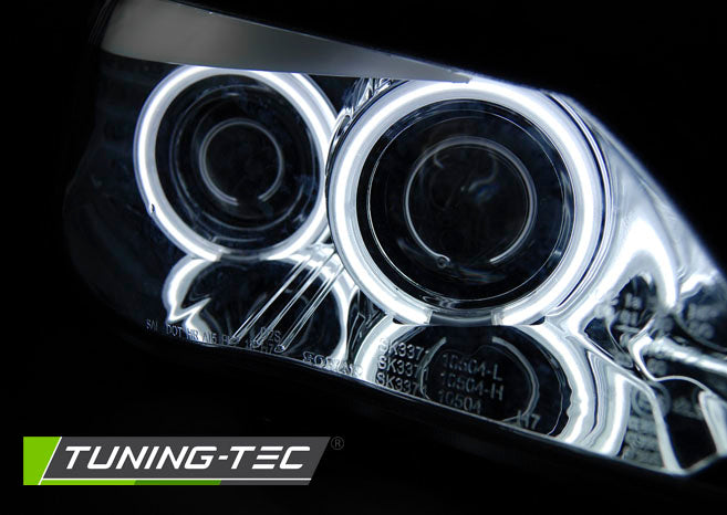 Tuning-Tec CCFL Angel Eyes Scheinwerfer für BMW 5er E60/E61 03-07 chrom mit LED Blinker