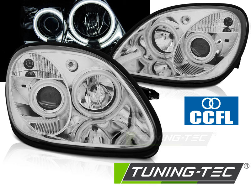 Tuning-Tec CCFL Angel Eyes Scheinwerfer für Mercedes Benz SLK R170 96-04 chrom