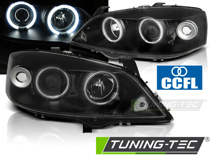 Tuning-Tec CCFL Angel Eyes Scheinwerfer für Opel Astra G 98-04 schwarz
