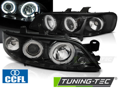 Tuning-Tec CCFL Angel Eyes Scheinwerfer für Opel Vectra B Facelift 99-02 schwarz