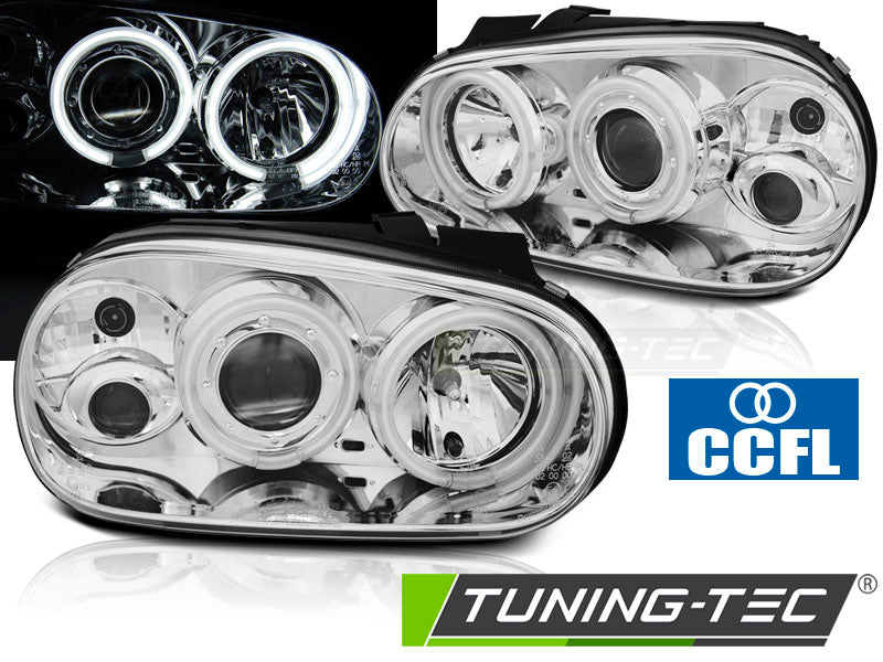 Tuning-Tec CCFL Angel Eyes Scheinwerfer für VW Golf 4 97-03 chrom