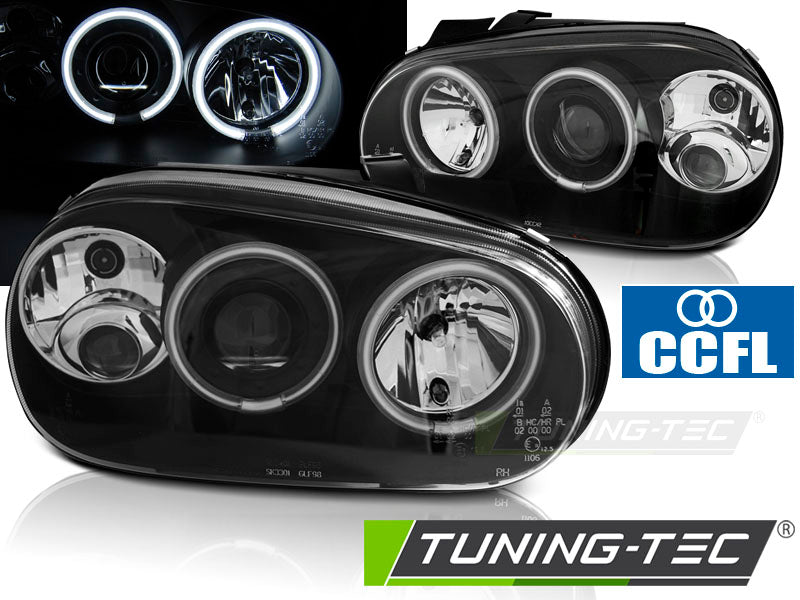 Tuning-Tec CCFL Angel Eyes Scheinwerfer für VW Golf 4 97-03 schwarz