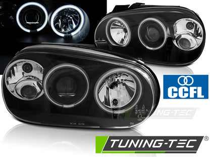 Tuning-Tec CCFL Angel Eyes Scheinwerfer für VW Golf 4 97-03 schwarz
