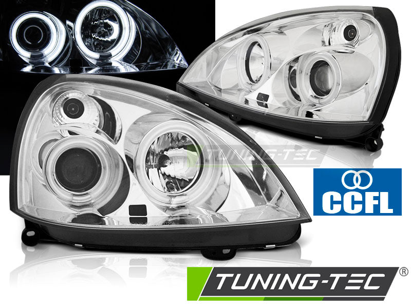 Tuning-Tec CCFL Angel Eyes Scheinwerfer für Renault Clio 2 01-05 chrom