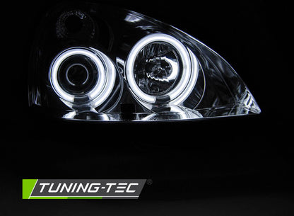Tuning-Tec CCFL Angel Eyes Scheinwerfer für Renault Clio 2 01-05 chrom