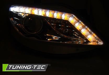 Tuning-Tec LED Tagfahrlicht Scheinwerfer für Seat Ibiza 6J 08-12 chrom mit LED Blinker