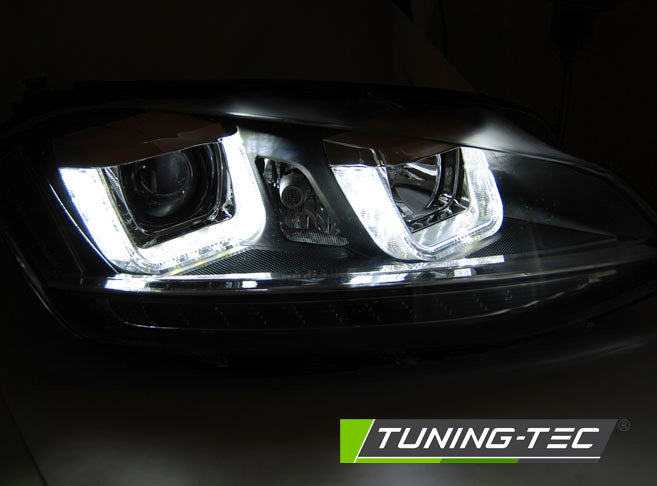 Tuning-Tec LED Tagfahrlicht Scheinwerfer für VW Golf 7 12-17 chrom / chrom mit dynamischem LED Blinker