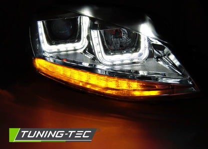 Tuning-Tec LED Tagfahrlicht Scheinwerfer für VW Golf 7 12-17 chrom / chrom mit dynamischem LED Blinker