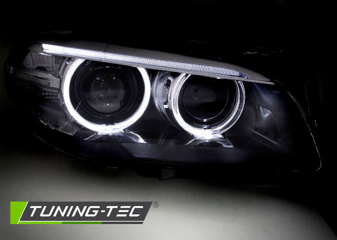 Tuning-Tec Xenon LED Tagfahrlicht Angel Eyes Scheinwerfer für BMW 5er F10/F11 10-13 schwarz