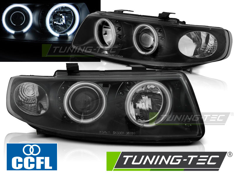 Tuning-Tec CCFL Angel Eyes Scheinwerfer für Seat Leon 1M / Toledo 99-04 schwarz