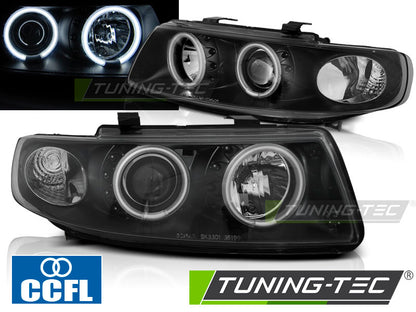 Tuning-Tec CCFL Angel Eyes Scheinwerfer für Seat Leon 1M / Toledo 99-04 schwarz